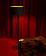 Rilume Modern Floor Lamp with Fabric Drum Shade in Nickel