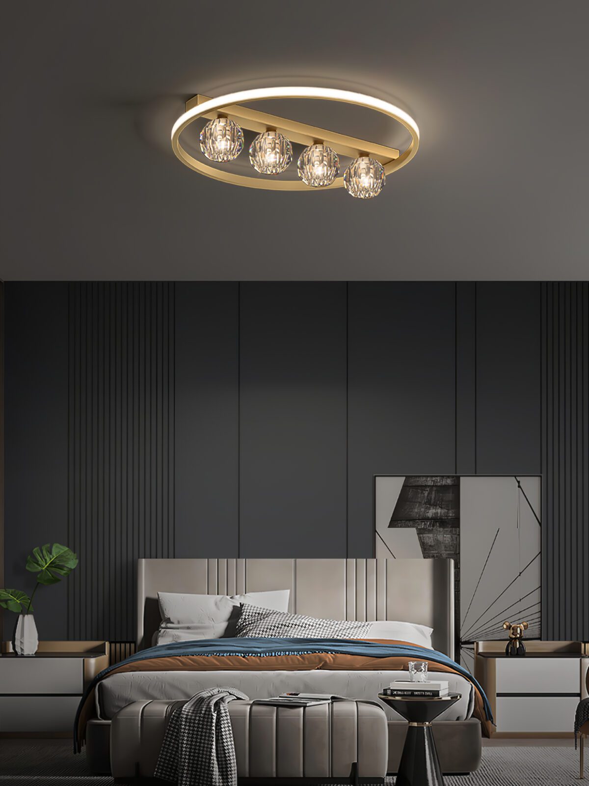 Ring Crystal Ball Ceiling Lamp