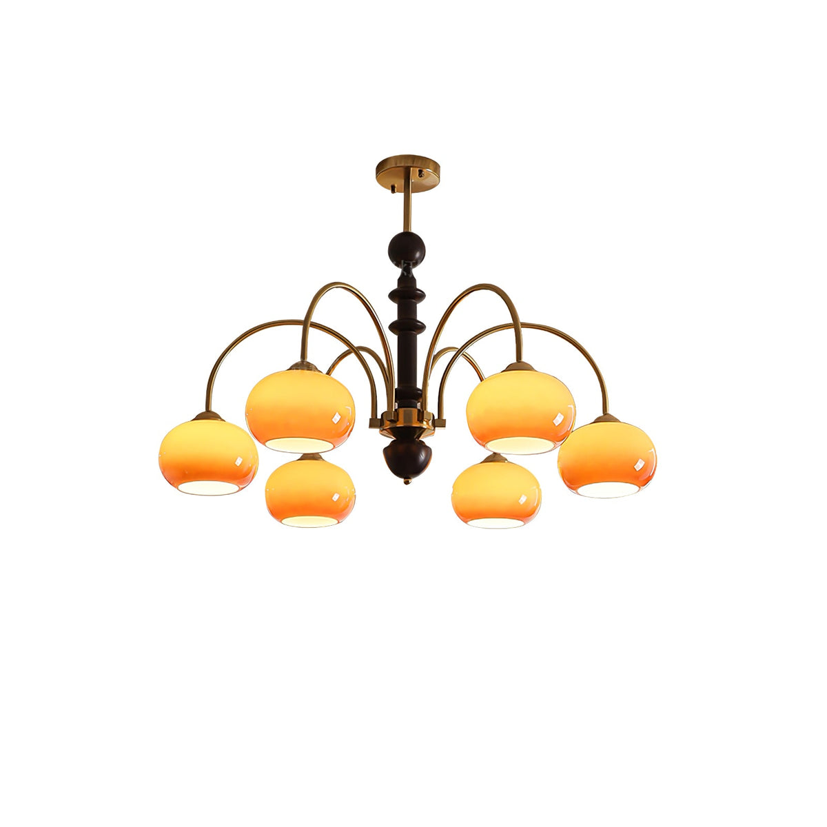 Ripe Persimmon Chandelier – Modern Glass & Wood Pendant Light for Dining Room