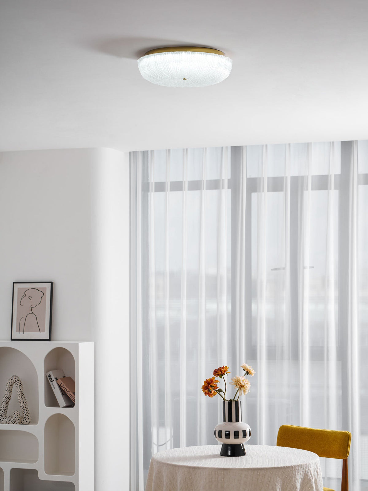 Ripple Glass Ceiling Light – Modern Flush Mount LED Fixture in Gold