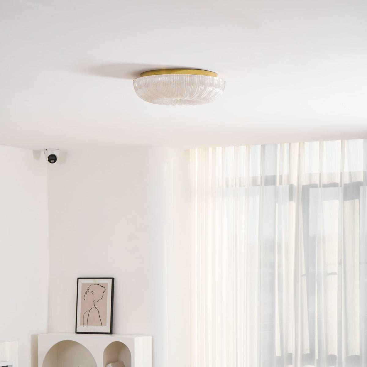 Ripple Glass Ceiling Light – Modern Flush Mount LED Fixture in Gold