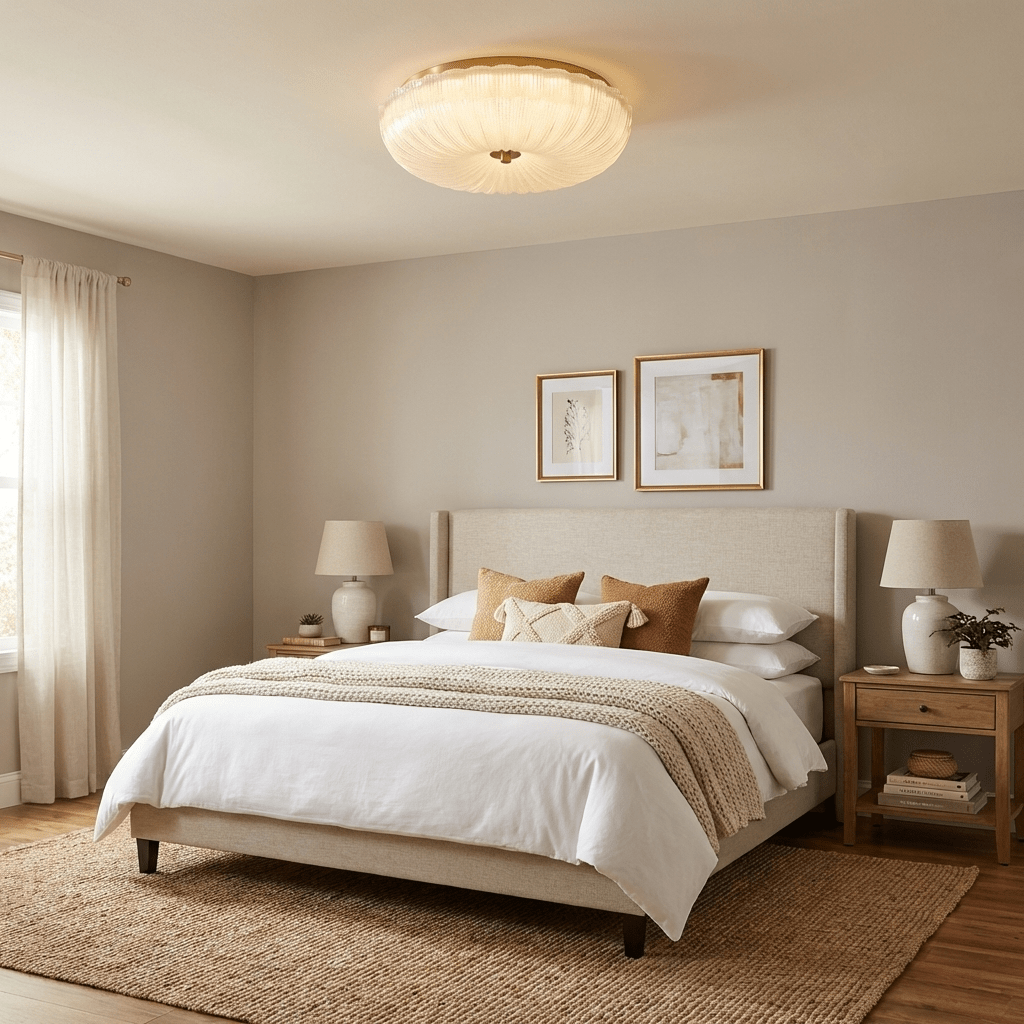 Ripple Glass Ceiling Light – Modern Flush Mount LED Fixture in Gold