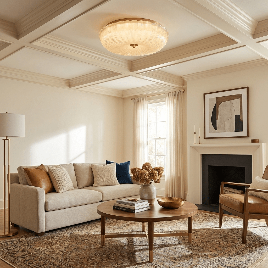 Ripple Glass Ceiling Light – Modern Flush Mount LED Fixture in Gold