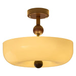 Rippling Bloom Flush Mount Ceiling Light in Opaline Glass and Walnut