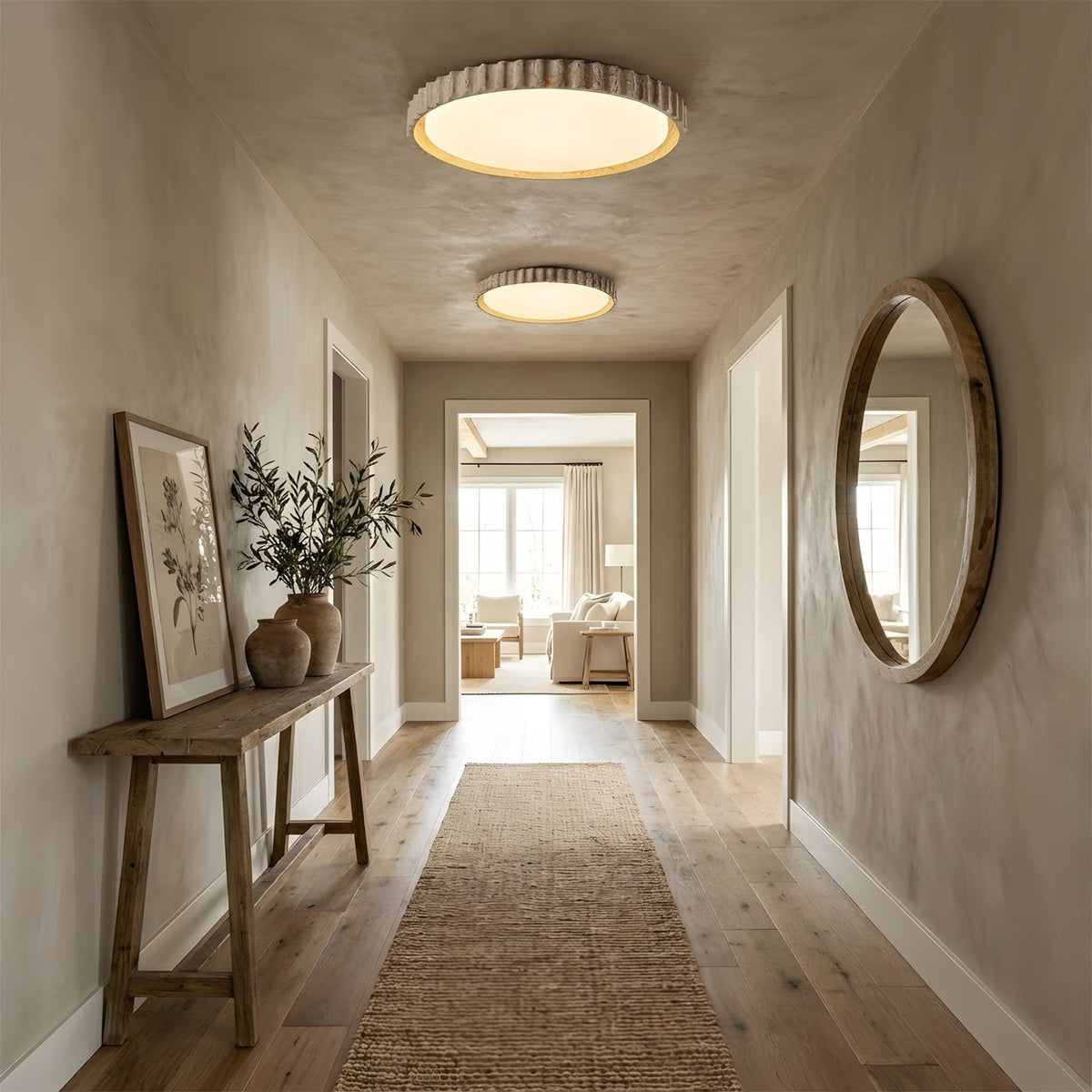 Riva Travertine LED Ceiling Light – Modern Flush Mount for Living Room & Bedroom