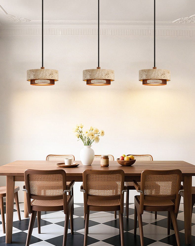 Riva Travertine Pendant Light – Natural Stone Designer Hanging Lamp