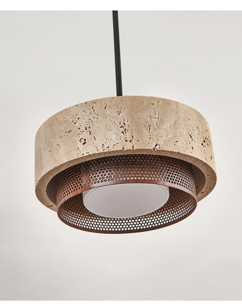 Riva Travertine Pendant Light – Natural Stone Designer Hanging Lamp