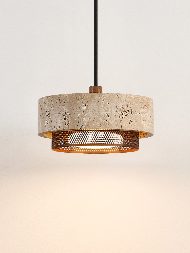 Riva Travertine Pendant Light – Natural Stone Designer Hanging Lamp