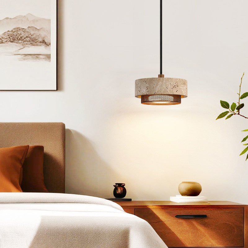 Riva Travertine Pendant Light – Natural Stone Designer Hanging Lamp