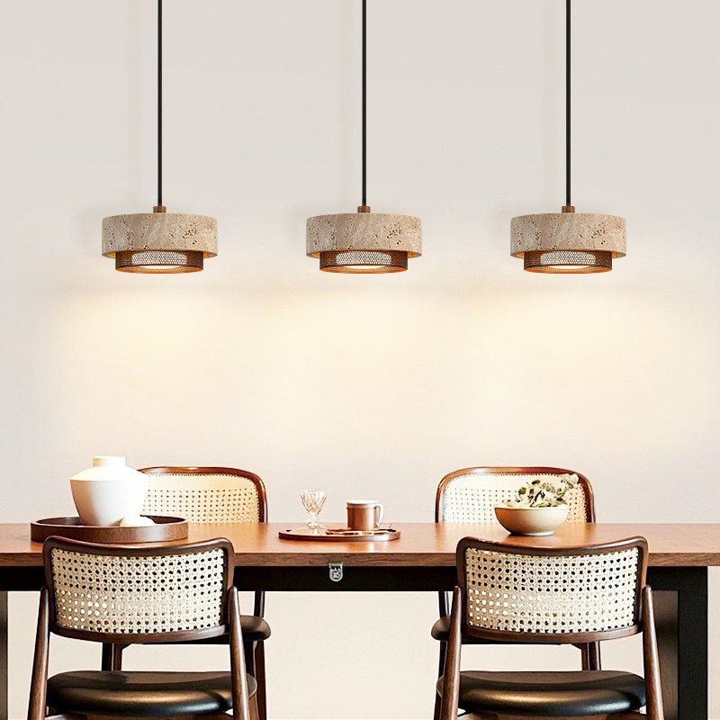 Riva Travertine Pendant Light – Natural Stone Designer Hanging Lamp