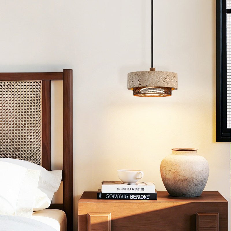 Riva Travertine Pendant Light – Natural Stone Designer Hanging Lamp