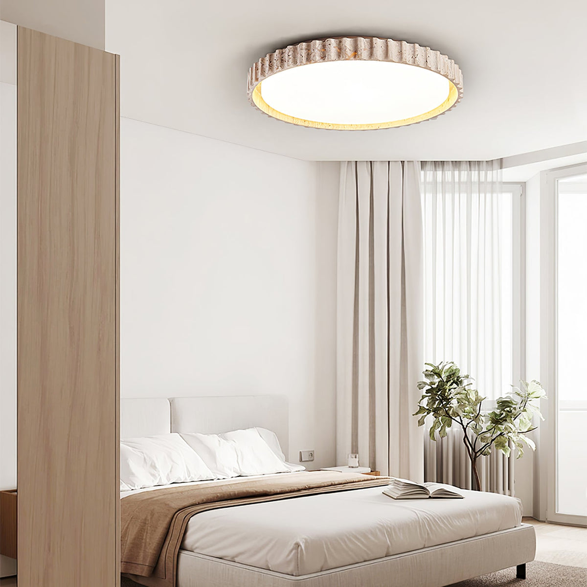 Riva Travertine LED Ceiling Light – Modern Flush Mount for Living Room & Bedroom