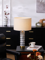 Rivara Stone Table Lamp – Sculptural Marble Base with Linen Shade