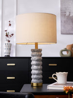 Rivara Stone Table Lamp – Sculptural Marble Base with Linen Shade