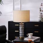 Rivara Stone Table Lamp – Sculptural Marble Base with Linen Shade