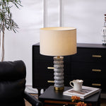 Rivara Stone Table Lamp – Sculptural Marble Base with Linen Shade