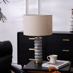 Rivara Stone Table Lamp – Sculptural Marble Base with Linen Shade