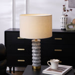 Rivara Stone Table Lamp – Sculptural Marble Base with Linen Shade