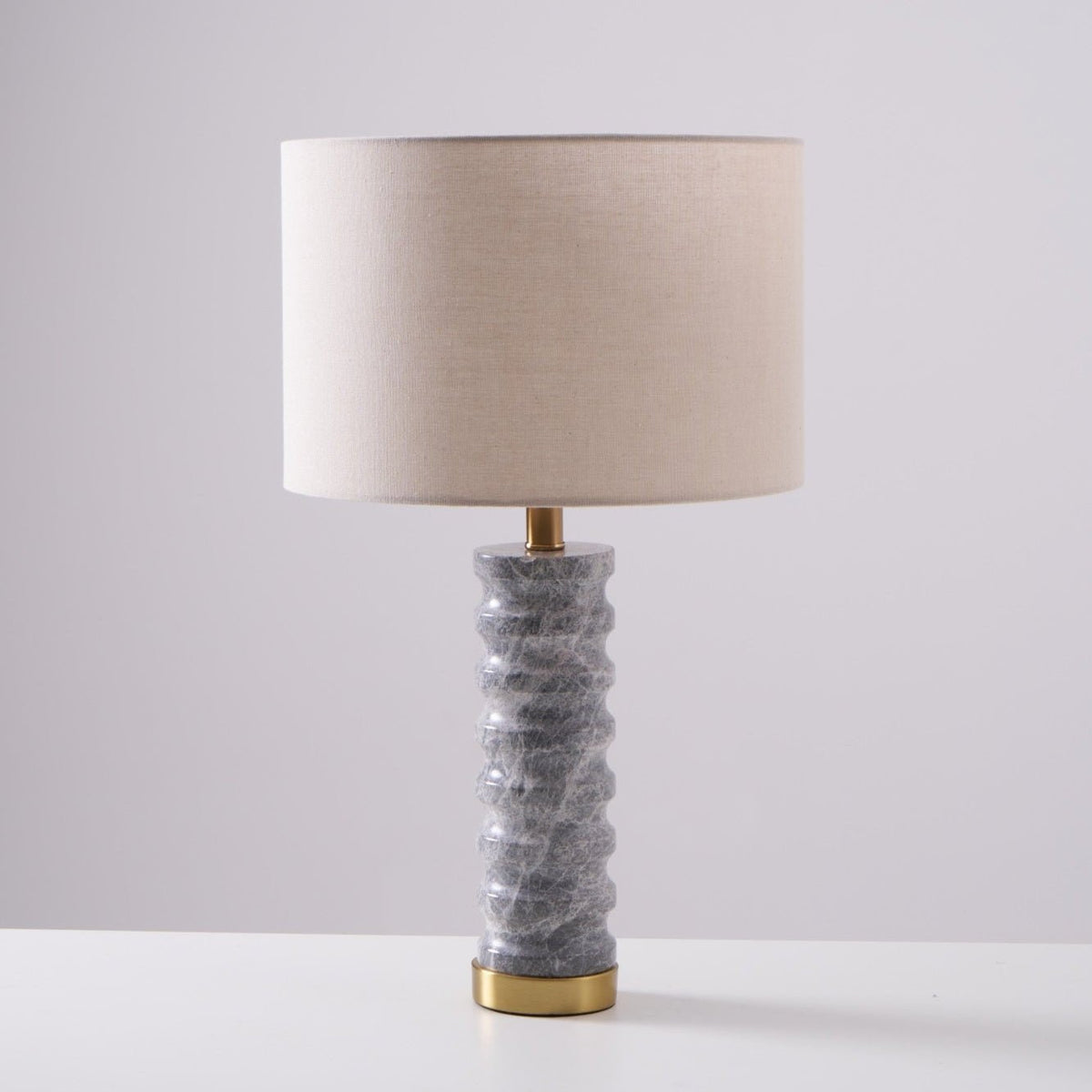 Rivara Stone Table Lamp – Sculptural Marble Base with Linen Shade