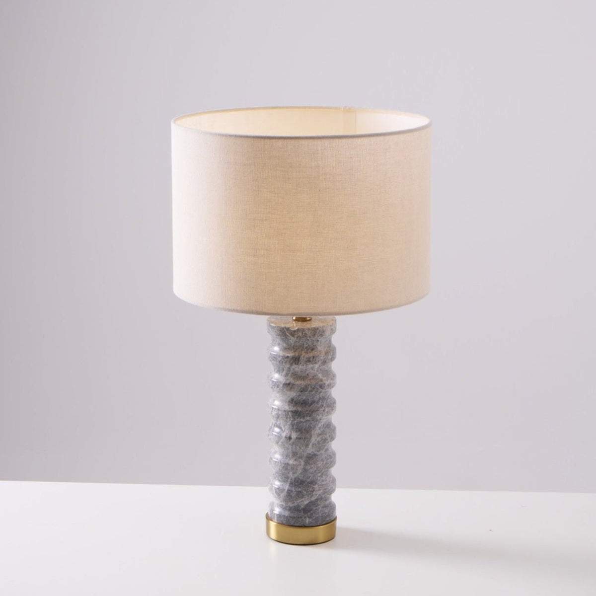 Rivara Stone Table Lamp – Sculptural Marble Base with Linen Shade