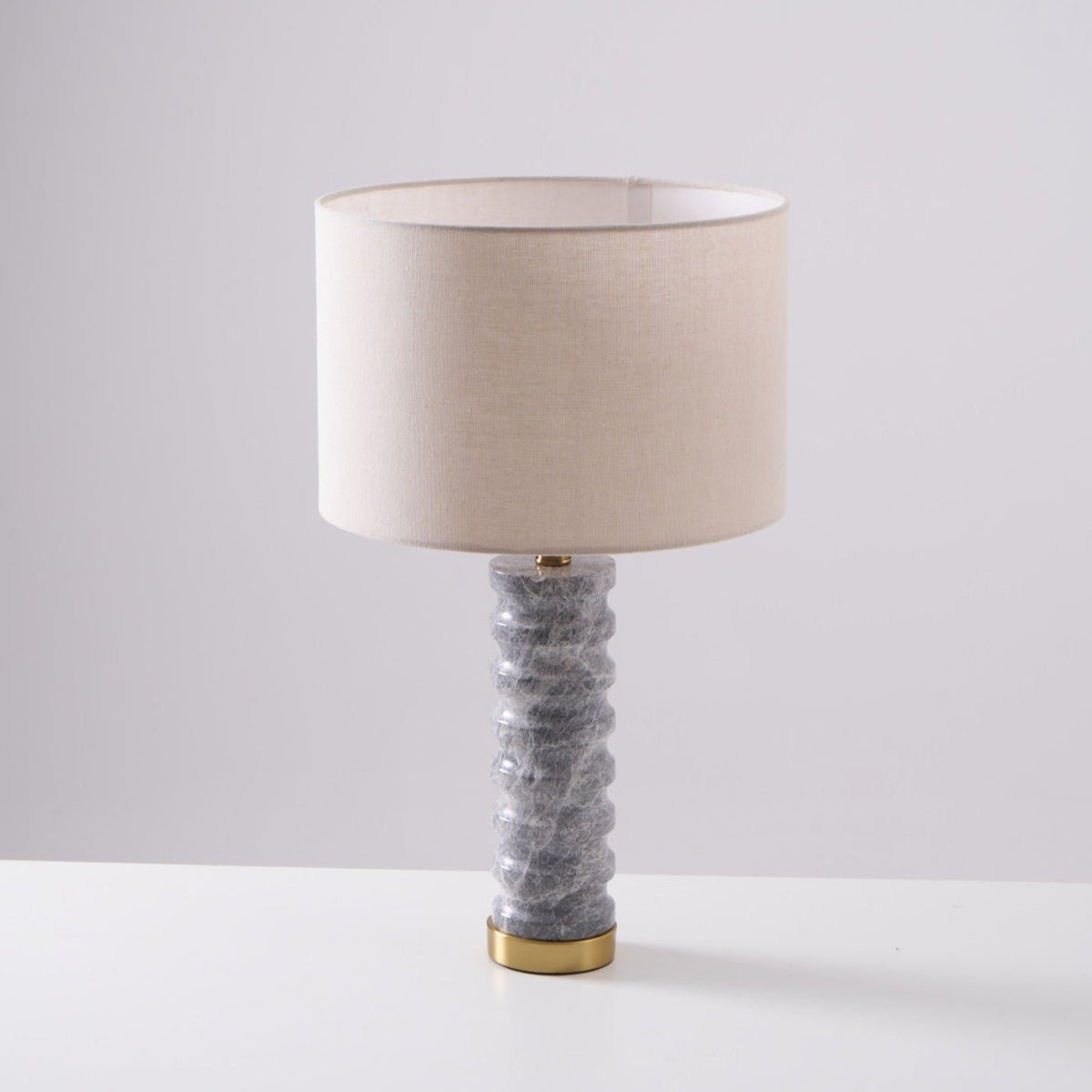 Rivara Stone Table Lamp – Sculptural Marble Base with Linen Shade
