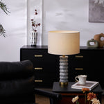 Rivara Stone Table Lamp – Sculptural Marble Base with Linen Shade