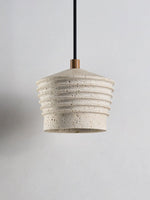 Rivaro Pendant Light in Natural Travertine with Walnut Accents