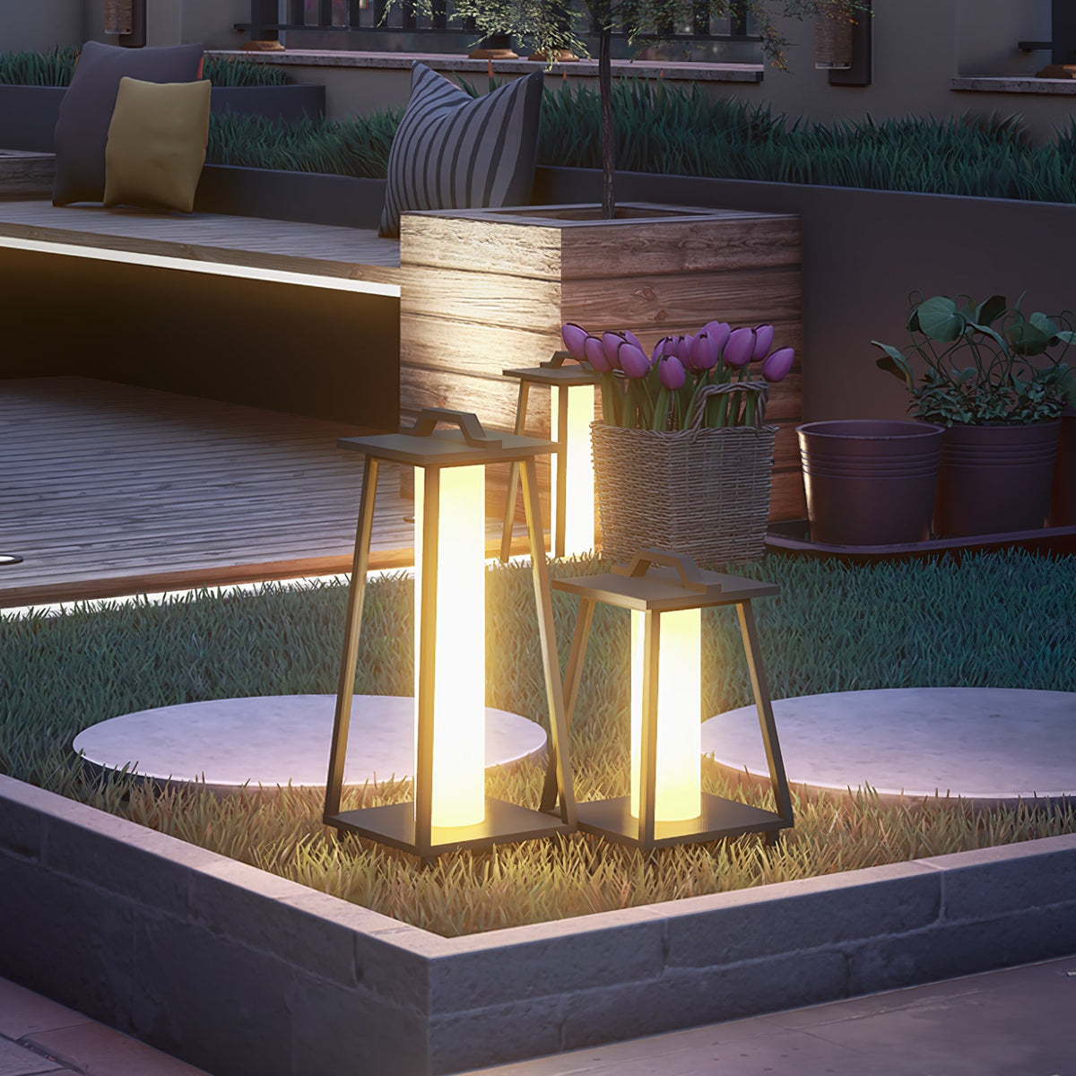 Roam Portable Outdoor Floor Lamp in Stainless Steel, IP65 Rated