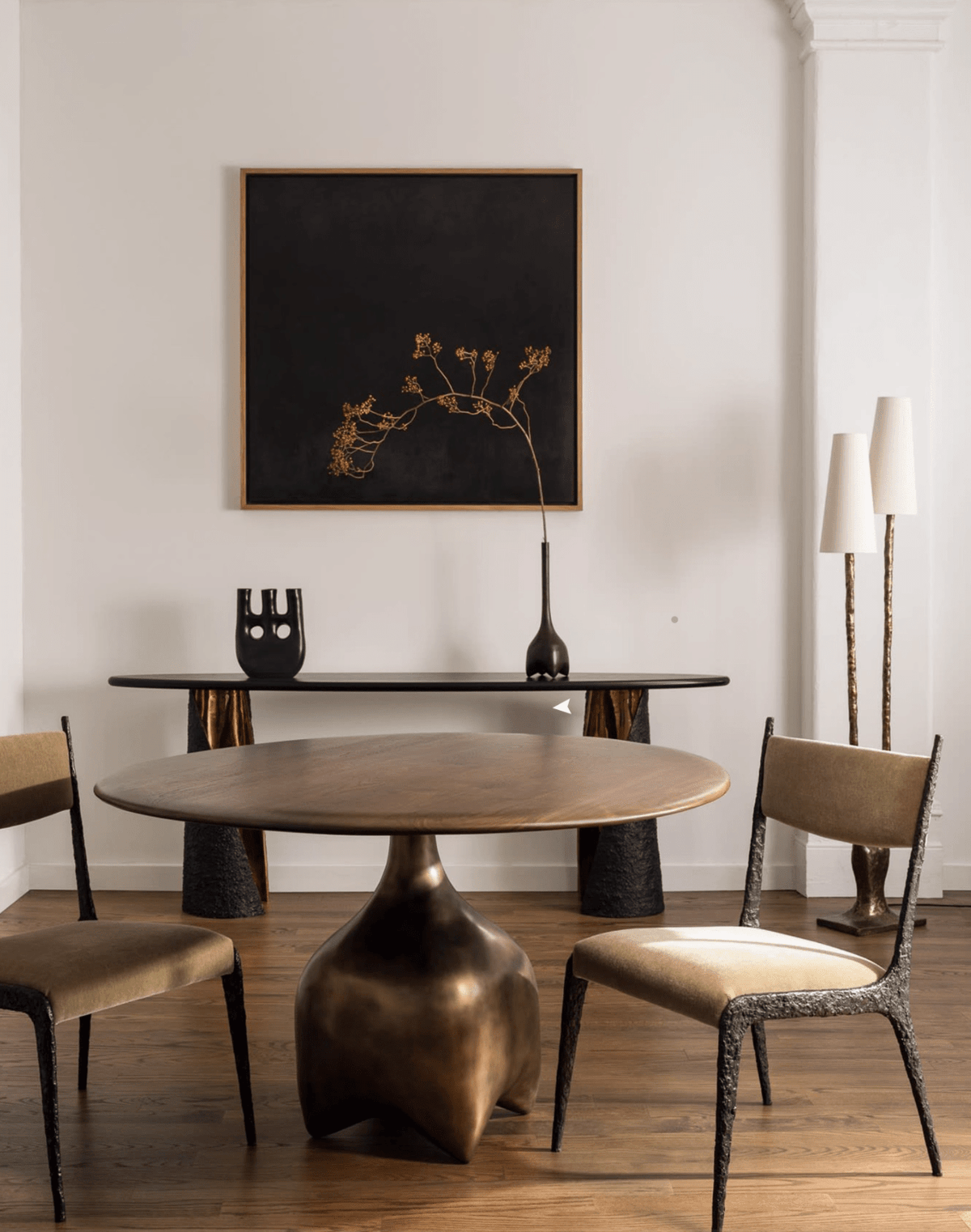 Roots Floor Lamp – Sculptural Twin-Shade Brass Floor Light