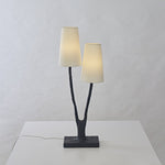 Roots Sculptural Table Lamp in Black Bronze with Fabric Shades
