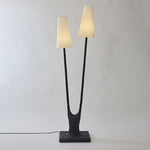 Roots Sculptural Table Lamp in Black Bronze with Fabric Shades