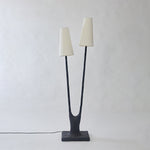 Roots Sculptural Table Lamp in Black Bronze with Fabric Shades