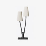 Roots Sculptural Table Lamp in Black Bronze with Fabric Shades