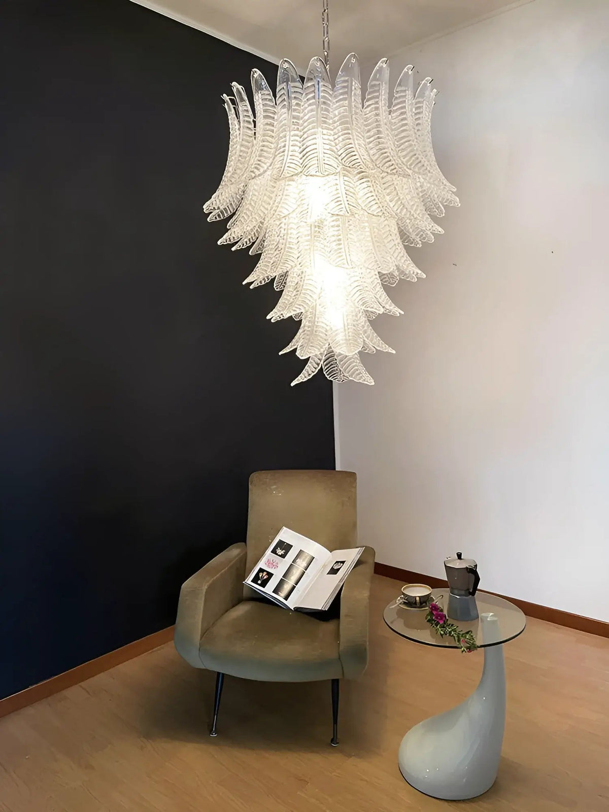 Rosalind Clear Glass Floral Cascade Chandelier for Elegant Interiors