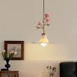 Rosaline Bloom Floral Pendant Light – Brass & Ceramic Designer Hanging Lamp