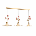 Rosaline Bloom Floral Pendant Light – Brass & Ceramic Designer Hanging Lamp