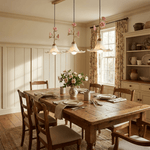 Rosaline Bloom Floral Pendant Light – Brass & Ceramic Designer Hanging Lamp