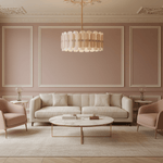 Rosalinne Petal Chandelier – Blush Pink & Ivory Glass, Copper Accents