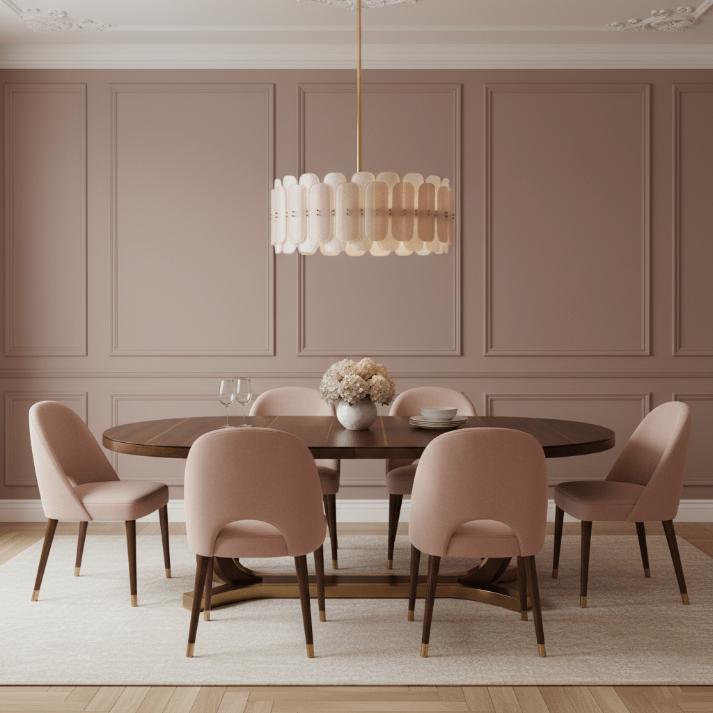 Rosalinne Petal Chandelier – Blush Pink & Ivory Glass, Copper Accents