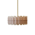 Rosalinne Petal Chandelier – Blush Pink & Ivory Glass, Copper Accents