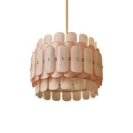 Rosalinne Petal Chandelier – Blush Pink & Ivory Glass, Copper Accents