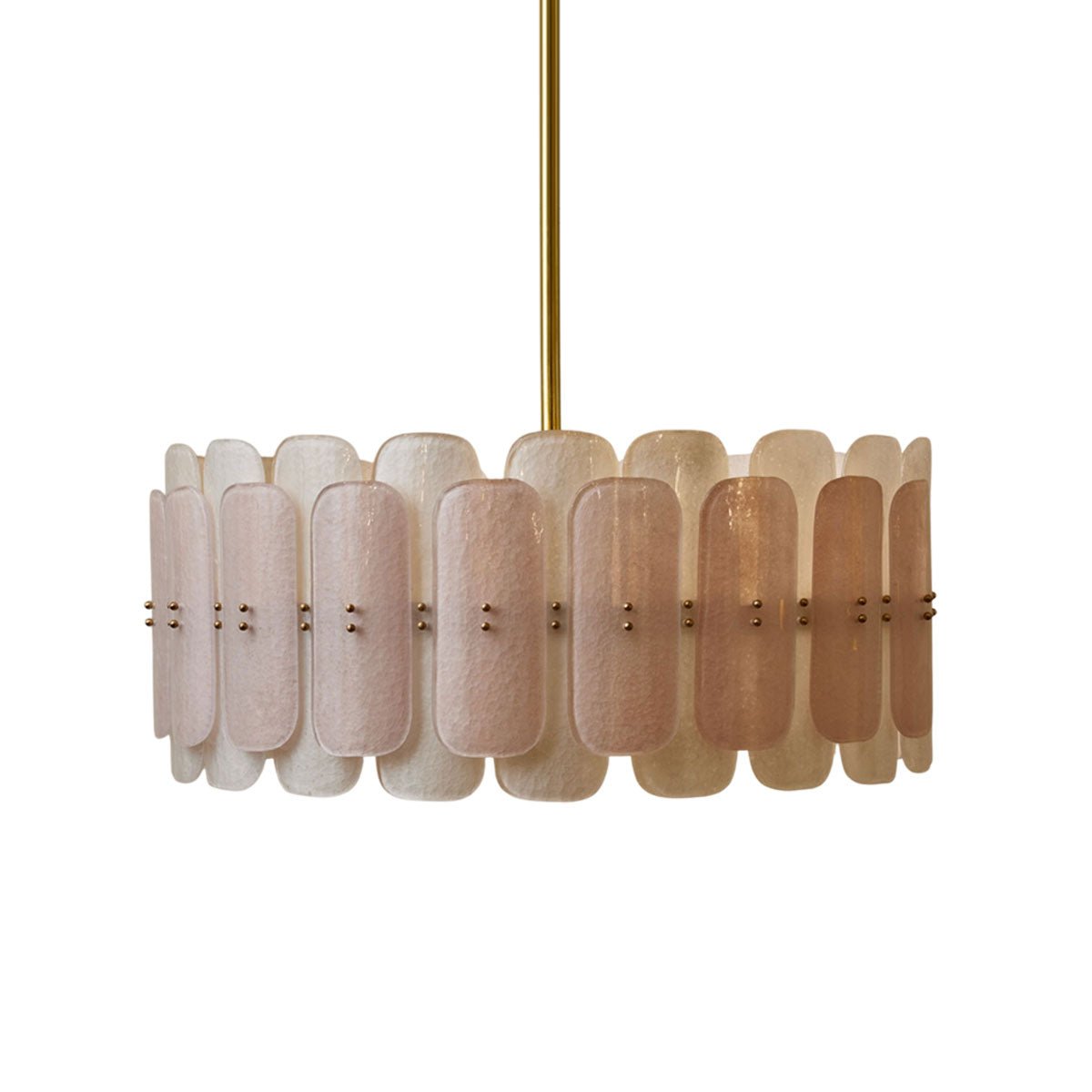 Rosalinne Petal Chandelier – Blush Pink & Ivory Glass, Copper Accents