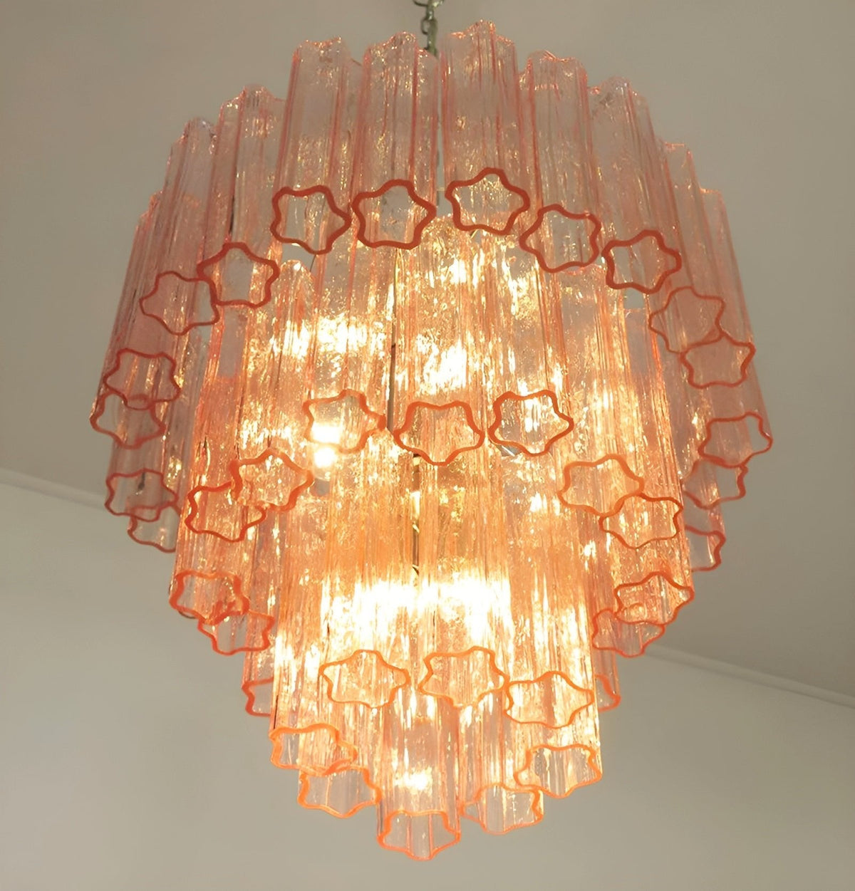 Rose Tubes Glass Chandelier – Handcrafted Murano Glass Pendant Light