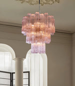 Rose Tubes Glass Chandelier – Handcrafted Murano Glass Pendant Light