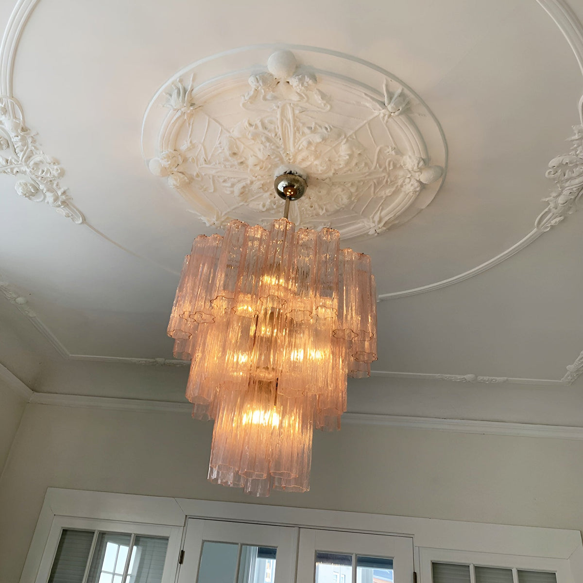 Rose Tubes Glass Chandelier – Handcrafted Murano Glass Pendant Light