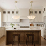 Rosehill Art Deco Chandelier — Gold Iron Frame, White Glass Shade, 3-Light