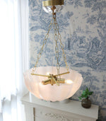 Rosehill Art Deco Chandelier — Gold Iron Frame, White Glass Shade, 3-Light