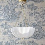 Rosehill Art Deco Chandelier — Gold Iron Frame, White Glass Shade, 3-Light