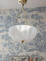 Rosehill Art Deco Chandelier — Gold Iron Frame, White Glass Shade, 3-Light