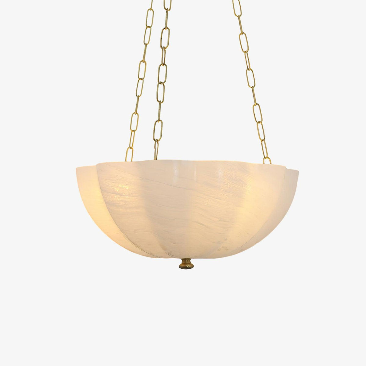 Rosehill Art Deco Chandelier — Gold Iron Frame, White Glass Shade, 3-Light